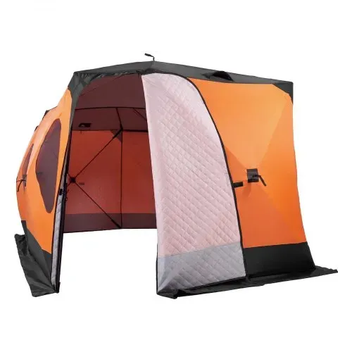 VEVOR Eisangelzelt Eisfischerzelt für 8-10 Personen 4,11x2,3x2,3 m Isoliert, fürs Winterangeln, 10,7 m² Fläche, 600D 4-Lagiges Gewebe, Tragbares Eisschutzzelt im Hub-Stil mit Ankern, Seilen, Tragetasche – Bild 10