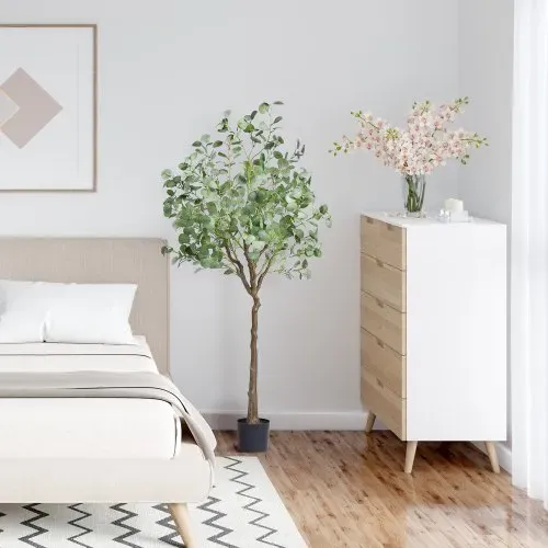 VEVOR Eukalyptus Künstlich 80x80x181cm Kunstpflanze PE Künstliche Pflanzen Fake Plastikpflanzen im Topf Kunstblume Geruchslos wasserdicht zur Dekoration von Schlafzimmer Arbeitszimmer Wohnzimmer – Bild 7
