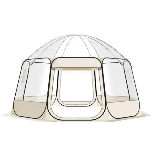 VEVOR Pop-up-Bubble-Zelt, 458 x 432 x 230 cm, transparentes Campingzelt, Garten-Kuppel-Iglu-Zelt mit Fenstern, Sportzelt, 540°-Panoramablick, für 12–15 Personen, Terrasse, Hinterhof – Bild 8