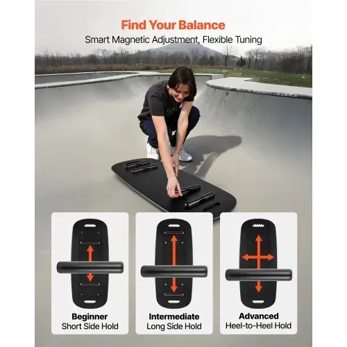 VEVOR Balance Board Holz Set für Erwachsene (89 cm), Wackelbrett bis 200 kg Belastbar, inkl. Rolle, Magnetstoppern & Ablage, Gleichgewichtstrainer für Surf- & Core-Training, Physiotherapie, Schwarz – Bild 2