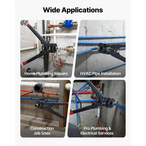 VEVOR Crimpzange, PEX- & Aluminium-Kunststoff-Rohre mit TH12-, TH16-, TH20-, TH26- & TH32-Backen & biegsamem Griff, Presszange mit Aufbewahrungskoffer für Rohrreparaturen & -installationen – Bild 5
