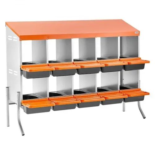 VEVOR 2-stöckiges Legenest 1320x525x990 mm, 10 Fächer, Hühnernest aus Metall mit Stützbeinen & Lüftungslöchern, Geflügelnester, Abrollnest, ideal für Hennen, Enten, Hühner & anderes Geflügel – Bild 9