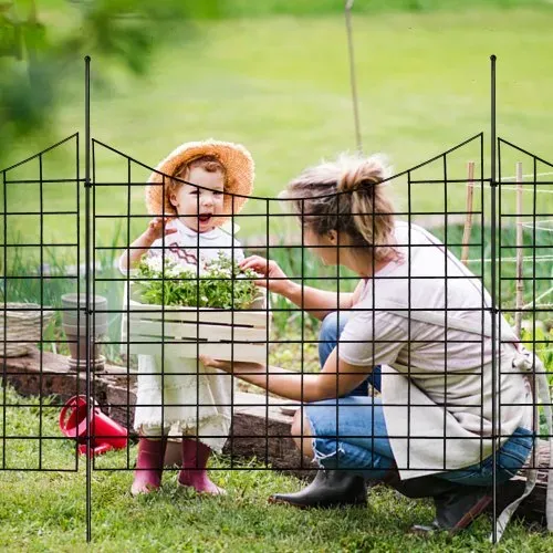 VEVOR 5er-Set Dekorativer Gartenzaun 75x93cm Metallzaun aus Kohlenstoffstahl Steckzaun 6,38cm Spike-Abstand Hundezaun Gitterzaun Beetzaun Zaun Metall Zaunelementen inkl. Befestigungsmaterial – Bild 7