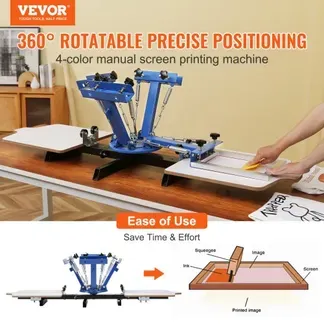 VEVOR Siebdruckpresse T-Shirt Siebdruckmaschine 4 Farben + 2 Stationen, T-Shirtpresse, Hitzepresse Transferpresse DIY Ausrüstung Drucker, Textildruck Kleidung, Kissenbezüge, Gepäckstücke usw. VEVOR Siebdruckpresse T-Shirt Siebdruckmaschine 4 Farben + 2 Stationen, T-Shirtpresse, Hitzepresse Transferpresse DIY Ausrüstung Drucker, Textildruck Kleidung, Kissenbezüge, Gepäckstücke usw.