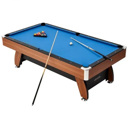 VEVOR Billardtisch 244 cm mit Holzoberfläche, moderner Spieltisch mit verstellbaren Füßen, komplettes Set inkl. Bällen/Queues/Ständer/Kreide/Bürste, für Spielzimmer Freizeiträume Blau – Bild 10