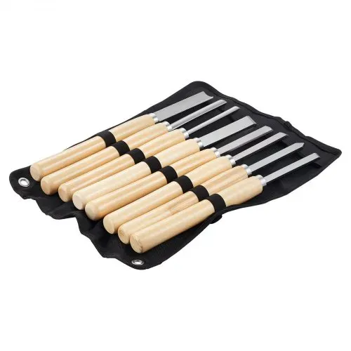 VEVOR Drechseleisen-Set, 8-teilig, Drechselmesser mit Klinge aus Kohlenstoffstahl, 2 Schrägmeißel, 1 Speerspitze, 1 Abstechmeißel, 1 Rundspitze, 3 Hohleisen, 1 Oxford-Tasche, Drechselwerkzeug – Bild 9
