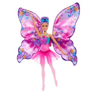 Barbie Tanz und Flatter Puppe mit 2-in-1-Verwandlung von der Tänzerin zum Schmetterling, violette Haare Barbie Tanz und Flatter Puppe mit 2-in-1-Verwandlung von der Tänzerin zum Schmetterling, violette Haare