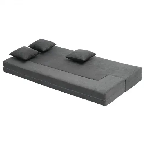 VEVOR 3 in 1 Klappsofa faltbares Schlafsofa mit 3 Kissen & waschbarem Bezug, umwandelbarer Schlafsessel aus 25D Memory Foam, Couch für Wohnzimmer Schlafzimmer, Hellgrau (TWIN /1030x1930x225mm) – Bild 9