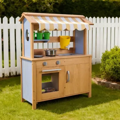 VEVOR Spielküche, Kinderküche, Spielzeugküche mit Löffeln, Spülbecken, Wassertank, Sonnenschutz, Schaufeln, Kochgeschirr & Zubehör, Outdoor-Holzküche für Kinder ab 3 Jahren, 795x339x1000mm – Bild 7