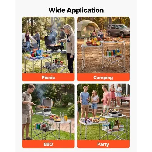 VEVOR Klappbarer Campingtisch, Campingkochstation mit Beistelltisch, Hitzebeständiger Tischplatte und Tragetasche, Tragbare Camping-Küchenstation Ideal für Picknick, Grillen und Wohnmobilreisen – Bild 5