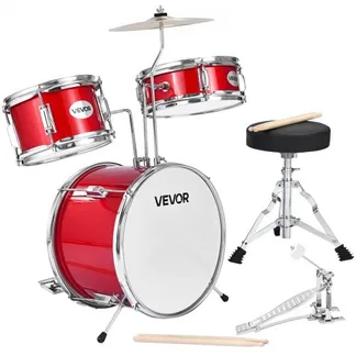 VEVOR Schlagzeug Set, 3-teilig, Drum Kit mit 35,6 cm Bassdrum, 25,4 cm Snare-Drum und 20,3 cm Tom-Toms, Musik-Lern-Schlagzeug-Instrumenten-Set, Ideal für Kinder von 6 bis 13 Jahren (rot) VEVOR Schlagzeug Set, 3-teilig, Drum Kit mit 35,6 cm Bassdrum, 25,4 cm Snare-Drum und 20,3 cm Tom-Toms, Musik-Lern-Schlagzeug-Instrumenten-Set, Ideal für Kinder von 6 bis 13 Jahren (rot)