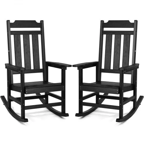 VEVOR 2 Stück Veranda-Schaukelstuhl, HIPS-Schaukelstuhl für draußen, Terrassen-Schaukelstuhl mit hoher Rückenlehne und glatten Armlehnen, trägt bis zu 180 kg, für Garten, Balkon, Veranda, schwarz VEVOR 2 Stück Veranda-Schaukelstuhl, HIPS-Schaukelstuhl für draußen, Terrassen-Schaukelstuhl mit hoher Rückenlehne und glatten Armlehnen, trägt bis zu 180 kg, für Garten, Balkon, Veranda, schwarz