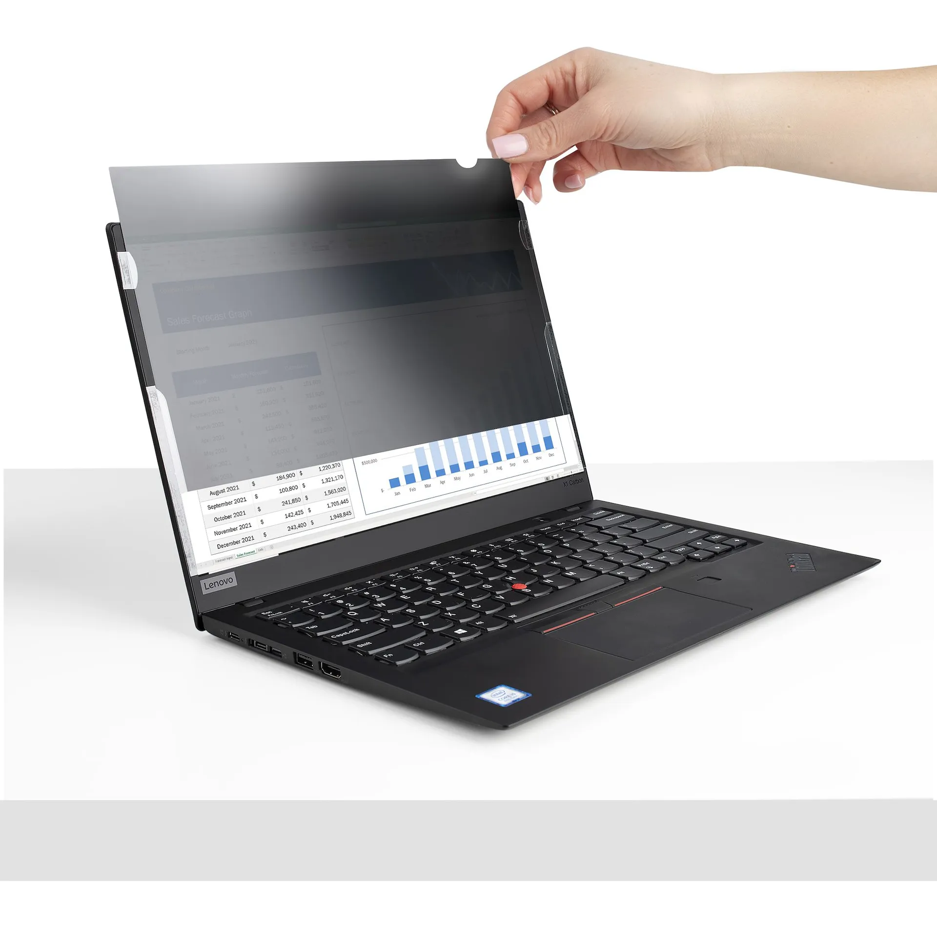 StarTech.com 13,3 Zoll Laptop Sichtschutzfolie - Blickschutzfilter/Spionfolie für Widescreen (16:9) - Laptop Anti-Spy/Blaulichtfilter mit 51% Blaulichtreduzierung - Blickschutzfolie für Laptop matt/glänzend – Bild 5