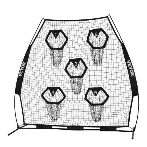 VEVOR Fußballtrainer Wurfnetz Übungsnetz (2265 x 1060 x 2100 mm) mit 5 Zieltaschen & tragbarer Aufbewahrungstasche & Gurten, Wurfelziel-Training für die Passgenauigkeit des Quarterbacks, Schwarz – Bild 9