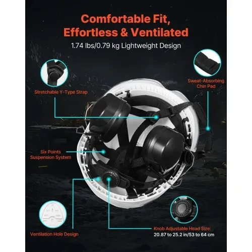 VEVOR Schutzhelm ANSI/ISEA Z89.1-zugelassener ABS-Sicherheitshelm mit Visier & Ohrenschützern, verstellbarer Industriehelm belüfteter Bauhelm Arbeitshelm für Industriebau Arbeitskleidung Weiß – Bild 3