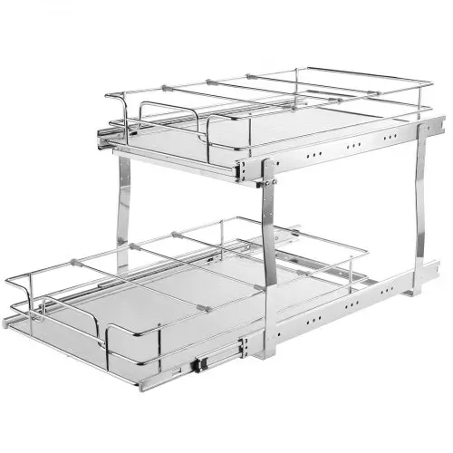 VEVOR Ausziehbares Gewürzregal Doppelkorb Spülschrankregal Küchenschrank, Schiebeschublade Waschbecken Gewürzregal Schrank Organizer Unterschrankregal 385x569x483 mm (Einbaumaße) – Bild 8