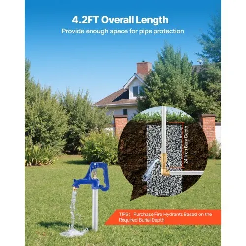 VEVOR Frostsicherer Gartenhydrant, 1280 mm, Außenwasserhahn mit 609,6 mm Eingrabetiefe, G 3/4 Zoll Rohranschluss & Schlauchkupplung, bleifreier Hydrant für Bewässerung von Garten & Bauernhof – Bild 5