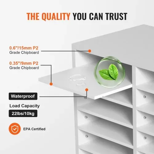 VEVOR Briefablage Schreibtisch Organizer 520 x 305 x 410 mm, 2,3–5,6 cm Einstellbar A4 Stapelbar, Papierablage, Aufbewahrung Schreibtisch Ablagesystem Organisation, Ablage (Weiß, 2 x 6 Fächer) – Bild 2