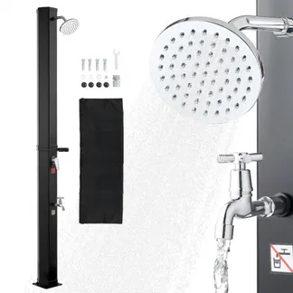 VEVOR Solardusche 35 L, Solar Gartendusche 2160 mm Hoch, Pooldusche mit Seifenablage, Warm- & Kaltwasserregulierung, Freistehend, Campingdusche für Garten, Poolbereich, Strandpool, Schwarz VEVOR Solardusche 35 L, Solar Gartendusche 2160 mm Hoch, Pooldusche mit Seifenablage, Warm- & Kaltwasserregulierung, Freistehend, Campingdusche für Garten, Poolbereich, Strandpool, Schwarz