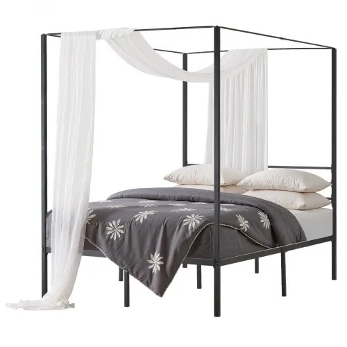 VEVOR Himmelbettrahmen (Full Size), Metallhimmelbett mit Himmelbett-Design (363 kg belastbar), robuste Stahllattenstütze (Quadrat), Stauraum unter dem Bett, kein Boxspring erforderlich, Schwarz VEVOR Himmelbettrahmen (Full Size), Metallhimmelbett mit Himmelbett-Design (363 kg belastbar), robuste Stahllattenstütze (Quadrat), Stauraum unter dem Bett, kein Boxspring erforderlich, Schwarz