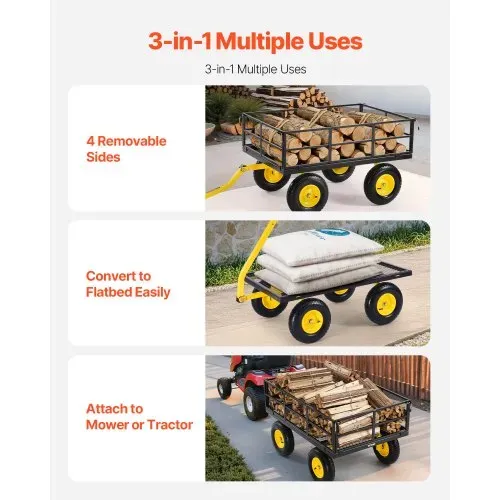 VEVOR Bollerwagen 544,31 kg, Transportwagen, Gartenwagen, Gerätewagen, 2-in-1-Handwagen mit All-Terrain-Reifen, abnehmbaren Seitenteilen aus Netzmaterial und um 180° drehbarem Griff – Bild 2