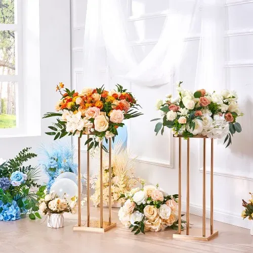 VEVOR 4er-Set Blumenhocker Eckig 20x20x60cm Blumenständer Eisen Beistelltisch Modern Blumensäule Gold-Galvanisierung Pflanzenhocker Pflanzenständer Metallständer für Dekoration von Bars Hotels Cafés – Bild 7