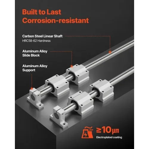 VEVOR Linearführungen SFC25, 2er-Pack 1000 mm Linearschienen & 4 Stk. Gleitblöcke, Führungsschienen, Gleitschienen für DIY-Graviermaschinen, Dreh- & Fräsmaschinen, DIY-Übungs-Wippplatte – Bild 2