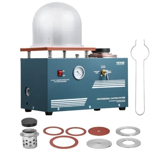 VEVOR Vakuum-Einbettgussmaschine 400 ml mit 3 CFM-Pumpe & Glocke & Präzisionsmanometer, Metallschmuckgusswerkzeug Vakuumgussmaschine zum Gießen von Schmuck und Schmelzen (28 x 28 cm) 290 W Leistung – Bild 8