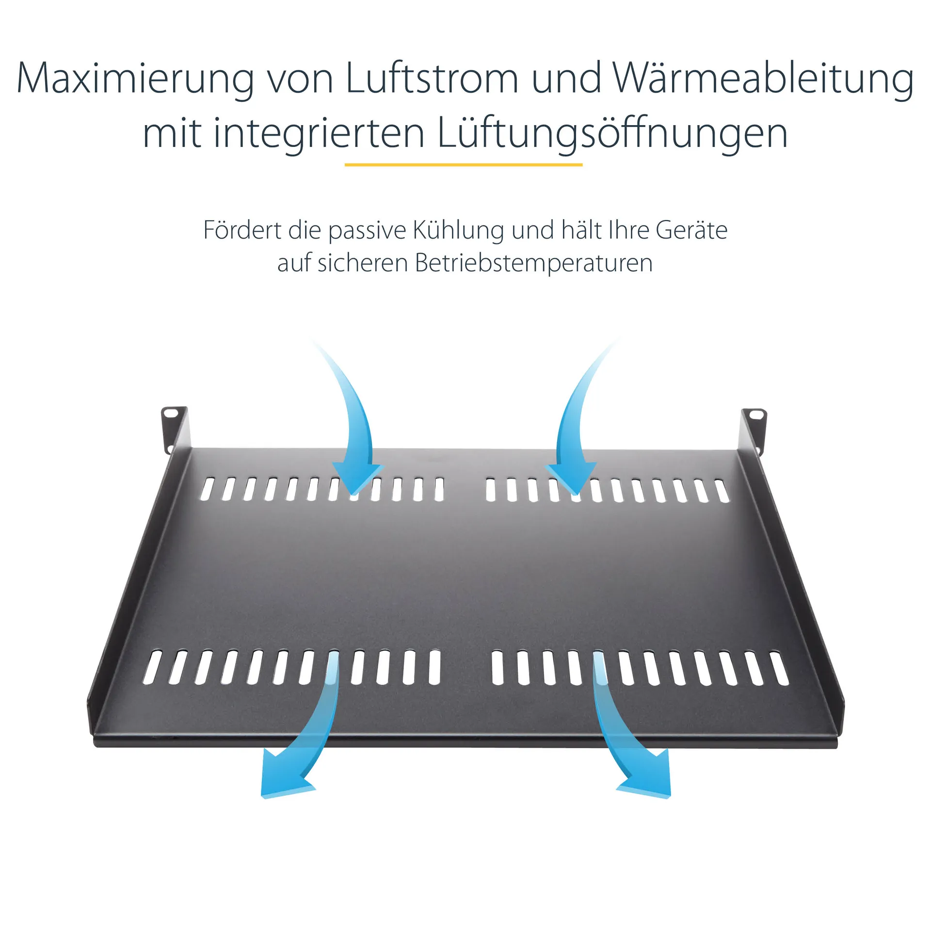 StarTech.com 2 HE Universal Server Rack/ Schrank Fachboden bis 22 Kg - 40 cm Tief - belüftet – Bild 7