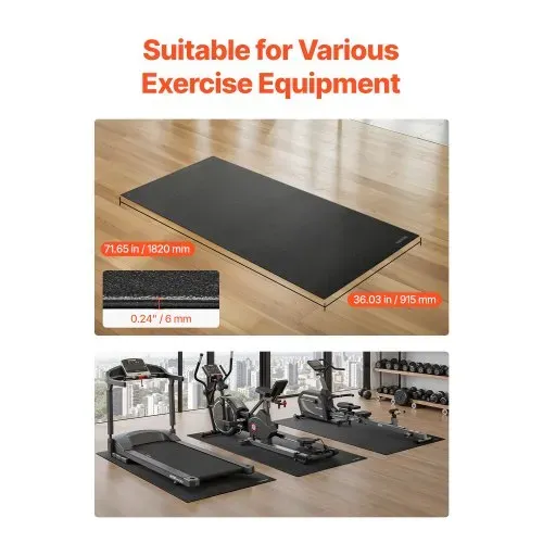 VEVOR Laufbandmatte für Teppichboden Bodenschutzmatte (915 x 1820 mm) für Sportgeräte 6 mm dick, Trainingsgerätematte für Laufbänder Ellipsentrainer Rudergerät, hochdichter PVC-Bodenschutz VEVOR Laufbandmatte für Teppichboden Bodenschutzmatte (915 x 1820 mm) für Sportgeräte 6 mm dick, Trainingsgerätematte für Laufbänder Ellipsentrainer Rudergerät, hochdichter PVC-Bodenschutz
