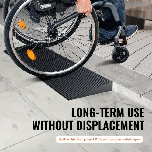 VEVOR Schwellenrampe Vollgummi Türschwellenrampe Max. Tragfähigkeit bis zu 15Tonnen Bordsteinrampe 90x20x4cm Rollstuhlrampe mit doppelseitigem Klebeband Auffahrrampe Gummirampe Selbst zum Schneiden – Bild 5