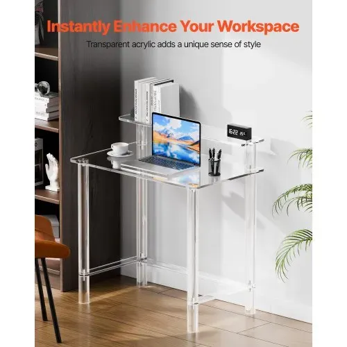 VEVOR Acryltisch Computertisch 2-stufiger Bürotisch mit Monitorständer, moderner Schreibtisch (60 kg belastbar) für Schlafzimmer Büro Arbeitszimmer Garderobe, 50 x 80 x 88 cm (transparent) VEVOR Acryltisch Computertisch 2-stufiger Bürotisch mit Monitorständer, moderner Schreibtisch (60 kg belastbar) für Schlafzimmer Büro Arbeitszimmer Garderobe, 50 x 80 x 88 cm (transparent)