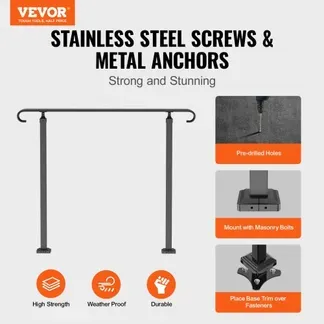 VEVOR Treppengeländer 120×13,5×97 cm Handlauf Geländer für 2 oder 3 Stufige Treppen Eingangsgeländer formschön Höhe(bis zu 45 cm) & Winkel(0-52,8°) einstellbar Ideal für Veranden Eingänge Gärten VEVOR Treppengeländer 120×13,5×97 cm Handlauf Geländer für 2 oder 3 Stufige Treppen Eingangsgeländer formschön Höhe(bis zu 45 cm) & Winkel(0-52,8°) einstellbar Ideal für Veranden Eingänge Gärten