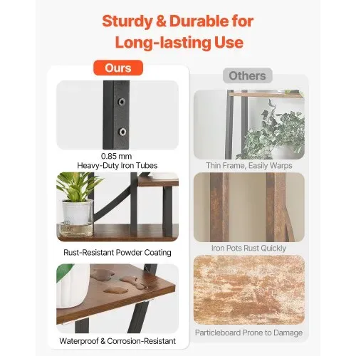 VEVOR Pflanzenständer mit Wachstumslichtern 2er Pack, 7-stufiger Blumenständer, Blumentreppe, Pflanzentreppe, 3 Timer- & 10 Helligkeitsstufen, Blumenregal für das Wohnzimmer, 550x260x1665mm – Bild 3