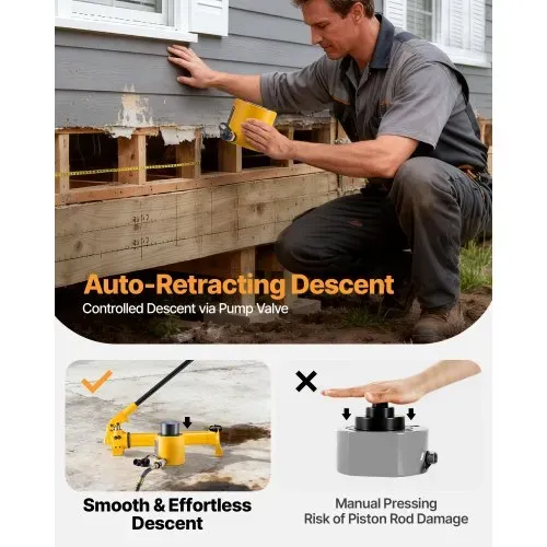 VEVOR Schwerlast-Hydraulikzylinder 50 t Vollkolbenzylinder mit 50 mm Hub, für Karosserie- und Rahmenarbeiten, mit Schnellkupplung, Staubschutz und Kompakter Bauform für Werkstätten und Industrie – Bild 2
