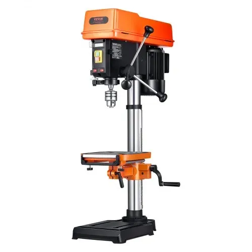 VEVOR 304,8 mm Tischbohrmaschine, 750 W, Säulenbohrmaschine mit 340–2200 U/min variabler Drehzahl, mit 0–45° neigbarem Arbeitstisch, LED, Röntgenpositionierung, für Holz & Metall – Bild 8