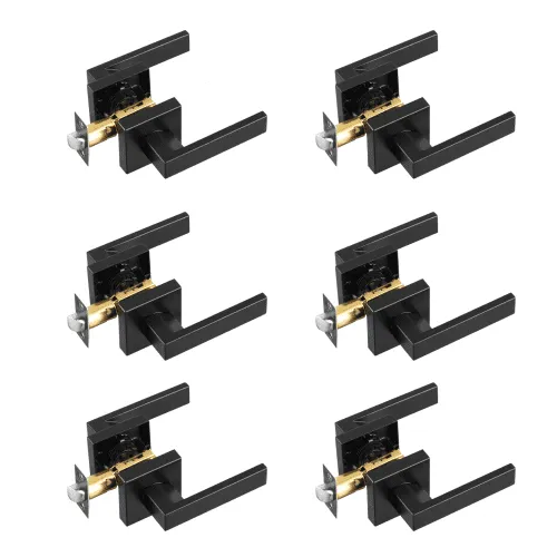 VEVOR Durchgangstürgriff mattschwarzer quadratischer Türhebel 6 Stk. links- oder rechtshändiger umkehrbarer Türgriff, nicht verriegelbar, universell für Flure Schränke Besprechungsräume VEVOR Durchgangstürgriff mattschwarzer quadratischer Türhebel 6 Stk. links- oder rechtshändiger umkehrbarer Türgriff, nicht verriegelbar, universell für Flure Schränke Besprechungsräume