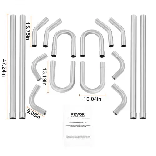 VEVOR Auspuff-Set 16-teilig DIY Universal Auspuff aus verzinktem Stahl 57,15 mm mit Steckverbindung & großem Auspuffrohr, rostfreies Auspuffrohr für Abgassystem, für Garage Autowerkstatt 4S-Laden – Bild 8