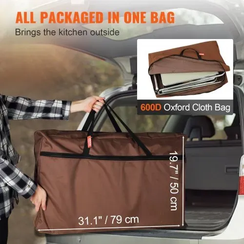 VEVOR Campingküche Campingschrank 174 x 176 x 46 cm, Tischküche mit Lampenmast & Haken Reiseküche, Faltbar Outdoor Küchenbox Aluminiumgestell Küchenschrank Campingkocher für Camping, Picknick usw. – Bild 5