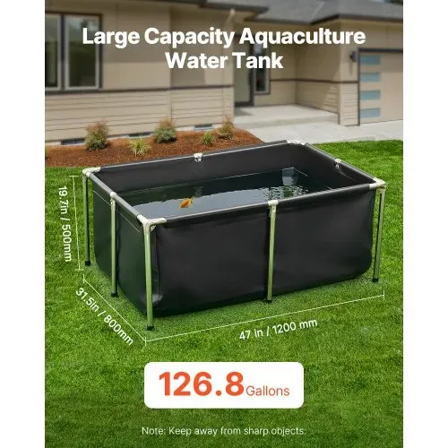 VEVOR Fischteich aus Segeltuch, 480 L Fischtank, faltbares PVC-Koi-Aquarium, Fischbecken mit stabilem Rahmen & Ablassventil, für Aquakultur, Koi-Zucht & Bewässerung 1200x800x500 mm VEVOR Fischteich aus Segeltuch, 480 L Fischtank, faltbares PVC-Koi-Aquarium, Fischbecken mit stabilem Rahmen & Ablassventil, für Aquakultur, Koi-Zucht & Bewässerung 1200x800x500 mm