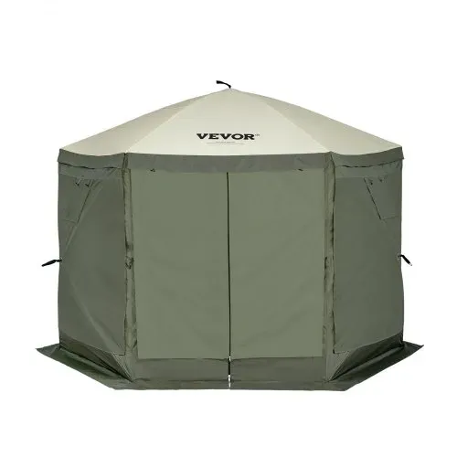 VEVOR Pop-Up-Pavillonzelt, Pop-Up-Zelt mit 6-seitigem Baldachin, Sonnenschutz mit 6 abnehmbaren Sichtschutz-Windtüchern und Netzfenstern, 10 x 10 Fuß, Schnellaufbau-Zelt mit Moskitonetz, Armeegrün – Bild 10
