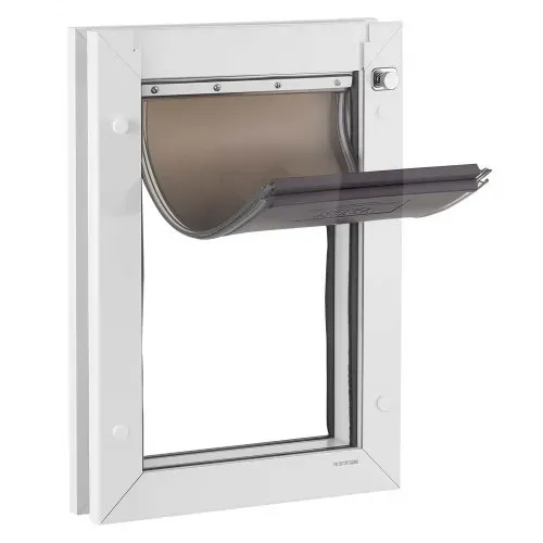 VEVOR Hundeklappe (Mittelgroß) mit Doppelmagnetklappen & Metallrahmen, Wetterfeste Katzenklappe für Innen- und Außentüren, Katzentür Hundetür Haustierklappe Weiß 20,96 x 31,12 cm (Breite x Höhe) – Bild 8