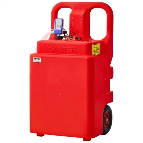 VEVOR Kraftstofftrolley, 121 L, Kraftstoffkanister mit 9,46 L/min elektrischer Kraftstofftransferpumpe, 1,2 m Förderschlauch & Auto-Stop-Sensordüse, Tankadapter, geeignet für Diesel & Benzin, rot – Bild 9