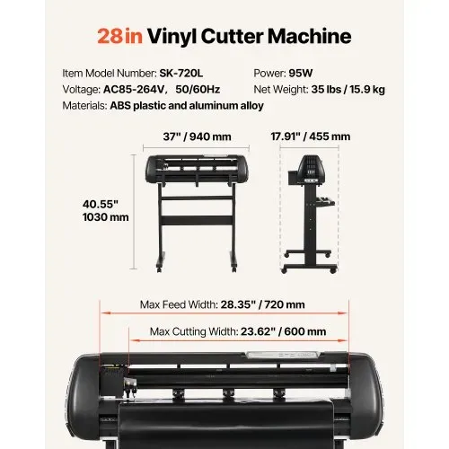 VEVOR Vinylschneidemaschine mit 72 cm max. Zufuhrbreite & Doppelklingen & LED-Anzeige, einstellbares Vinyl-Schneideplotter-Set mit Signmaster-Software, kompatibel mit Windows und macOS – Bild 6