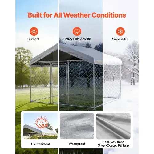 VEVOR Hundezwinger, 2x2x1,6 m, Hundehütte mit Sicherheitsschloss, Outdoor Hundehaus mit UV-Beständiger & Wasserdichter Dachabdeckung, Robuste Hundegehege/Auslauf für Große Hunde – Bild 2