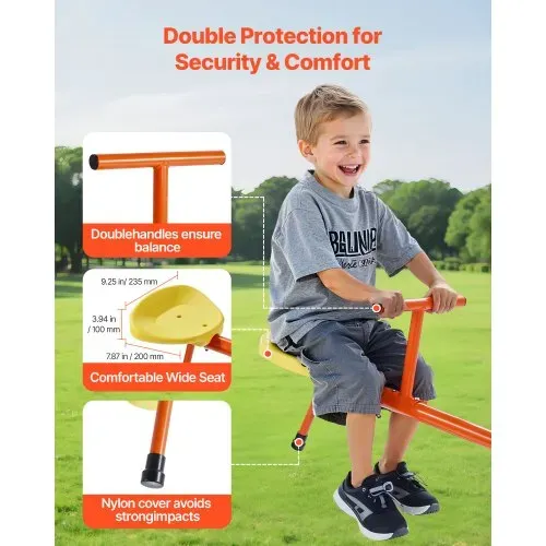 VEVOR Kinderwippe, 45,4 kg Tragkraft pro Sitz, Gartenwippe mit 4-zackigen Stützbeinen, Schaukelwippe, 360 Grad drehbar, Spielplatzgerät für Kinder ab 3 Jahren, 1905x790x660 mm – Bild 5
