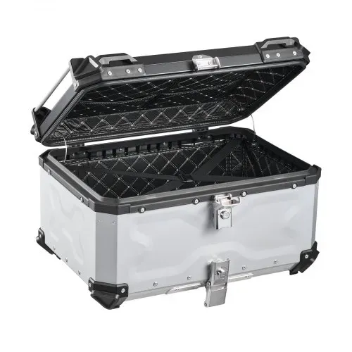 VEVOR Topcase Motorradkoffer 65 L, Universal-Heckkoffer Aluminium, Helmkoffer Wasserdicht, Abnehmbar, mit Sicherheitsschloss, Reflexstreifen und Lederfutter zur Helmaufbewahrung – Bild 10