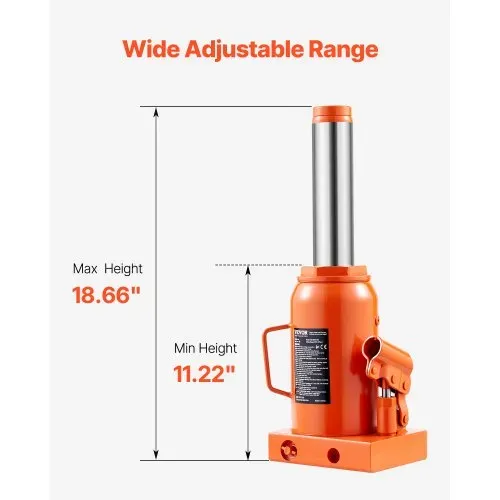 VEVOR hydraulischer Wagenheber 30 t Stempelwagenheber Flaschenwagenheber mit 285-475 mm Hubbereich und 3-teiligem langem Griff, für Auto Pickup Lkw Wohnmobil Autoreparatur Industrietechnik – Bild 2