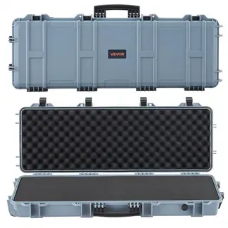 VEVOR Waffenkoffer mit Hartschale für Langwaffen, abschließbarer Gewehrkoffer mit vorgeschnittenen Schaumstoffen, Langwaffenkoffer Waffenaufbewahrung rollbar IP67 wasserfest, 108,9 x 39,2 x 15,5 cm Grau VEVOR Waffenkoffer mit Hartschale für Langwaffen, abschließbarer Gewehrkoffer mit vorgeschnittenen Schaumstoffen, Langwaffenkoffer Waffenaufbewahrung rollbar IP67 wasserfest, 108,9 x 39,2 x 15,5 cm Grau