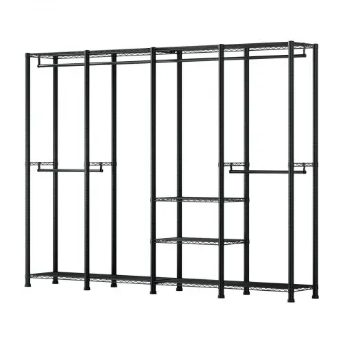 VEVOR Kleiderständer Garderobenständer (verstellbar) mit 4 Kleiderstangen & 499 kg Tragkraft & 10 Regalen, robuster offener Kleiderschrank für Schlafzimmer Bekleidungsgeschäft Garderobe Flur – Bild 8